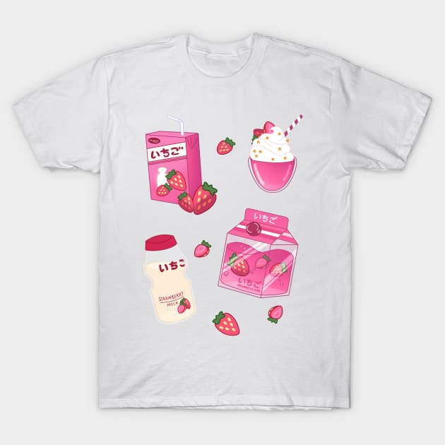 Strawberry Milk Shake T-Shirt by DreamPassion